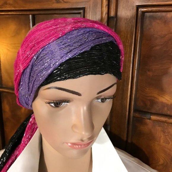 (Set of 3) Pop Metallic Stripe Stretch Fringe Scarves - Picture 8 of 10